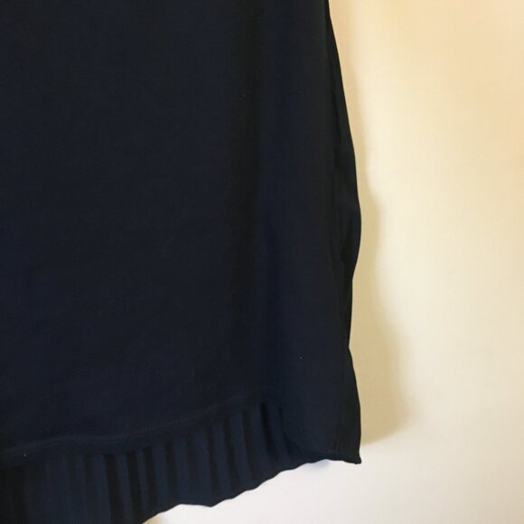Dark Navy Blue Accordion Pleated Back Rayon Tank Top - Picture 6 of 13